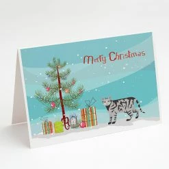 Deals ⌛ Caroline's Treasures 🎄 Christmas, European Shorthair #2 Cat Merry 🎄 Christmas Greeting Cards and Envelopes Pack of 8, 7 x 5, Cats ❤️