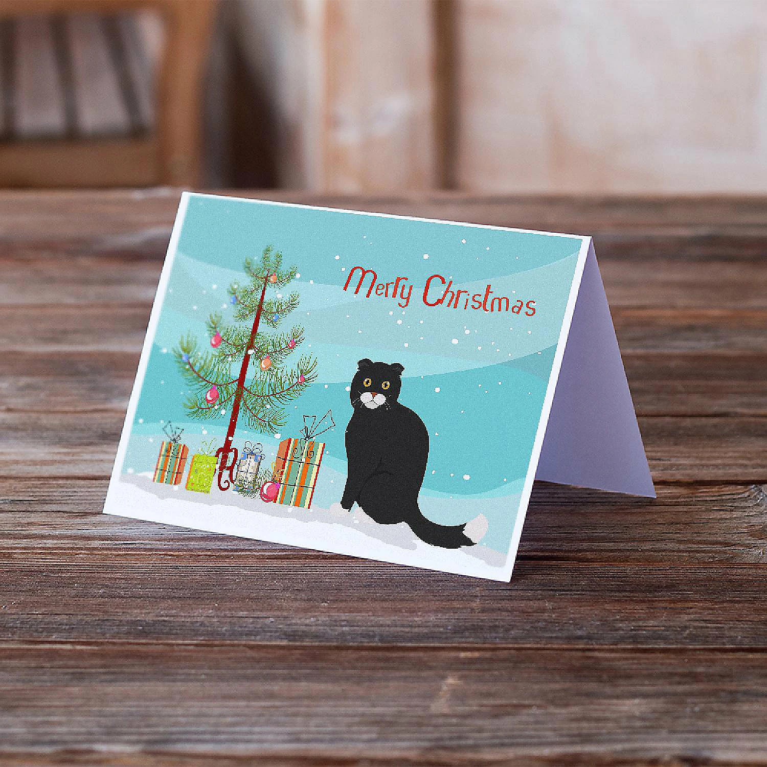 Hot Sale ๐ฅ Caroline's Treasures ๐ Christmas, Foldex Exotic Fold #2 Cat Merry ๐ Christmas Greeting Cards and Envelopes Pack of 8, 7 x 5, Cats โญ - Image 2