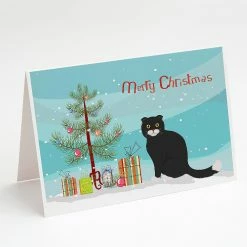 Hot Sale 🔥 Caroline's Treasures 🎄 Christmas, Foldex Exotic Fold #2 Cat Merry 🎄 Christmas Greeting Cards and Envelopes Pack of 8, 7 x 5, Cats ⭐
