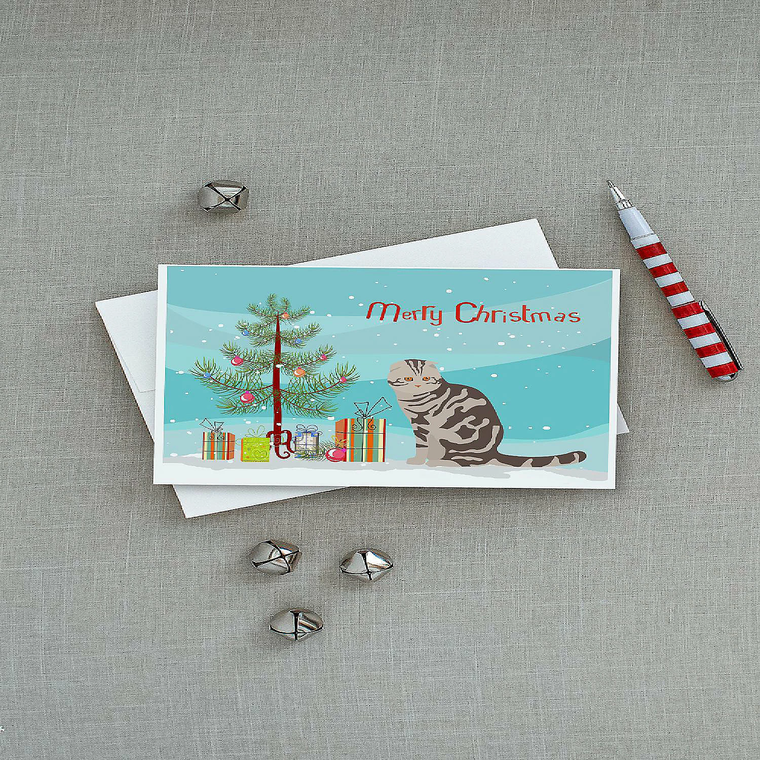 Buy ❤️ Caroline's Treasures 🔔 Christmas, Foldex Exotic Fold Cat Merry 🔔 Christmas Greeting Cards and Envelopes Pack of 8, 7 x 5, Cats ⭐ - Image 3