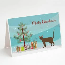 Deals 🥰 Caroline's Treasures 🔔 Christmas, Havana Brown Cat Merry 🔔 Christmas Greeting Cards and Envelopes Pack of 8, 7 x 5, Cats ⌛