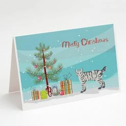 Budget 🔥 Caroline's Treasures 🔔 Christmas, Highlander Lynx #2 Cat Merry 🔔 Christmas Greeting Cards and Envelopes Pack of 8, 7 x 5, Cats ⭐