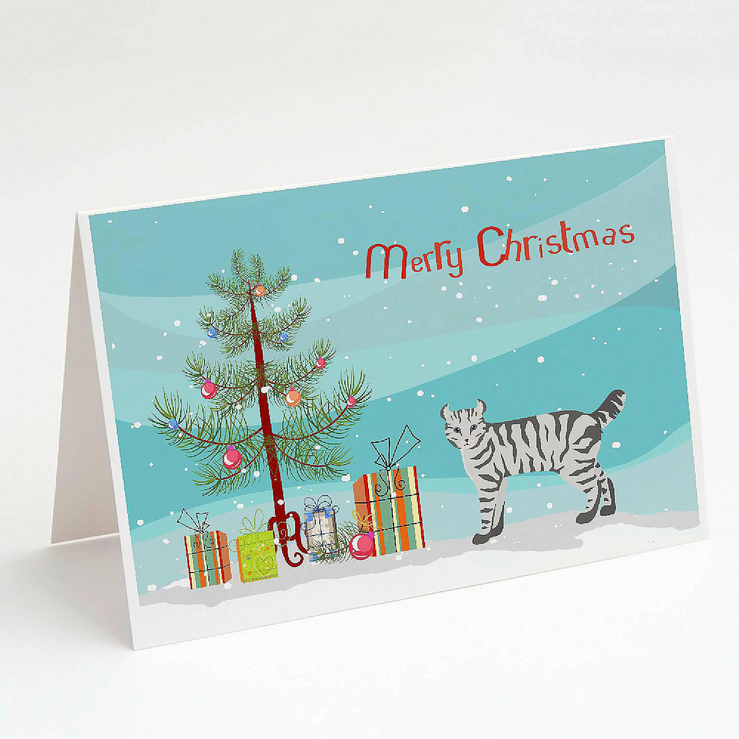Budget 🔥 Caroline's Treasures 🔔 Christmas, Highlander Lynx #2 Cat Merry 🔔 Christmas Greeting Cards and Envelopes Pack of 8, 7 x 5, Cats ⭐
