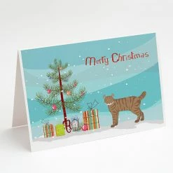 Discount ✔️ Caroline's Treasures 🎅 Christmas, Highlander Lynx #3 Cat Merry 🎅 Christmas Greeting Cards and Envelopes Pack of 8, 7 x 5, Cats 🧨