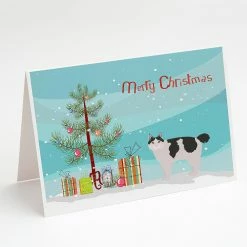 Deals 🎉 Caroline's Treasures 🎁 Christmas, Kurilian Bobtail #2 Cat Merry 🎁 Christmas Greeting Cards and Envelopes Pack of 8, 7 x 5, Cats 💯