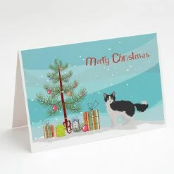 Discount 👍 Caroline's Treasures 🔔 Christmas, La Perm #1 Cat Merry 🔔 Christmas Greeting Cards and Envelopes Pack of 8, 7 x 5, Cats ✔️
