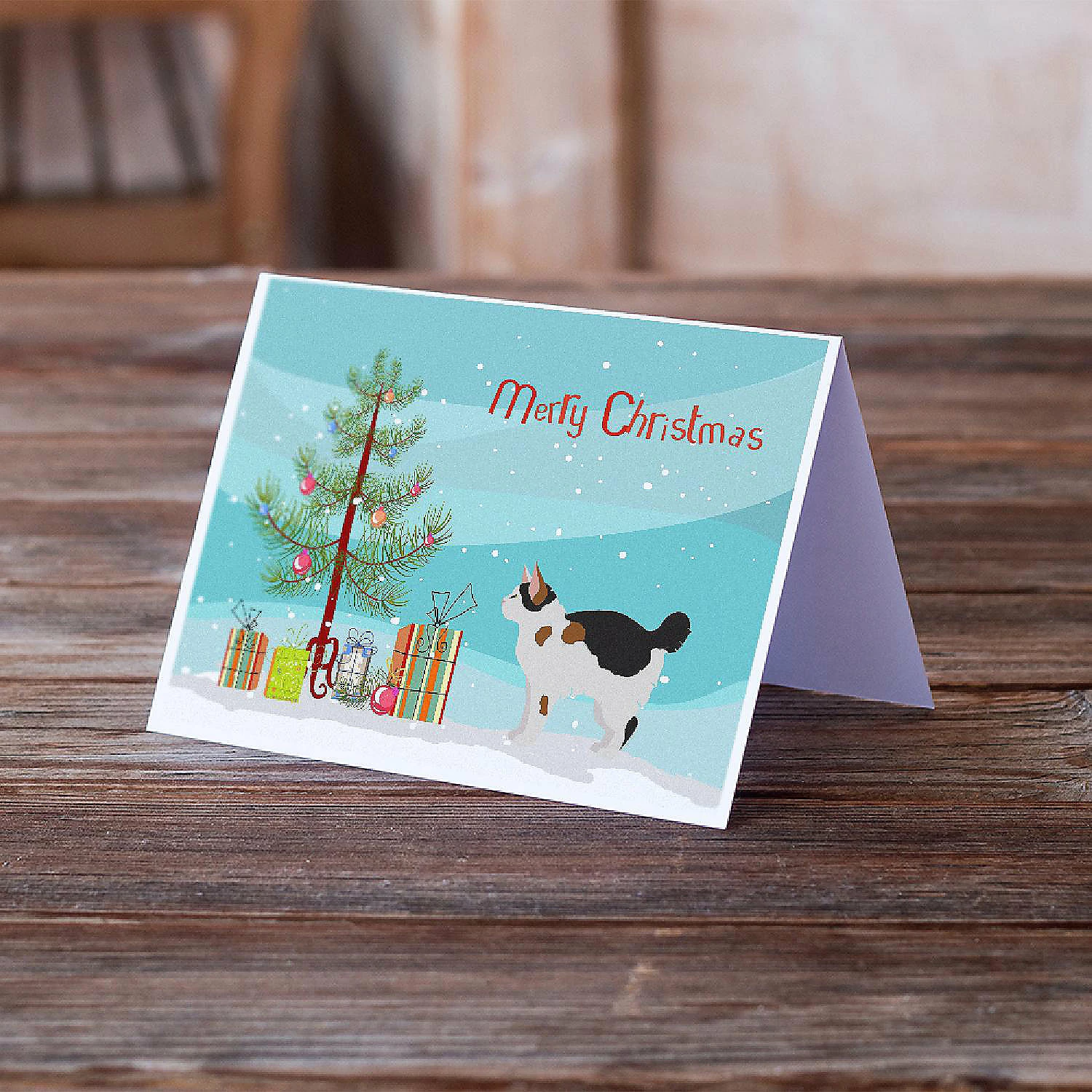 Discount ๐งจ Caroline's Treasures โ Christmas, Manx #3 Cat Merry โ Christmas Greeting Cards and Envelopes Pack of 8, 7 x 5, Cats ๐ฅ - Image 2