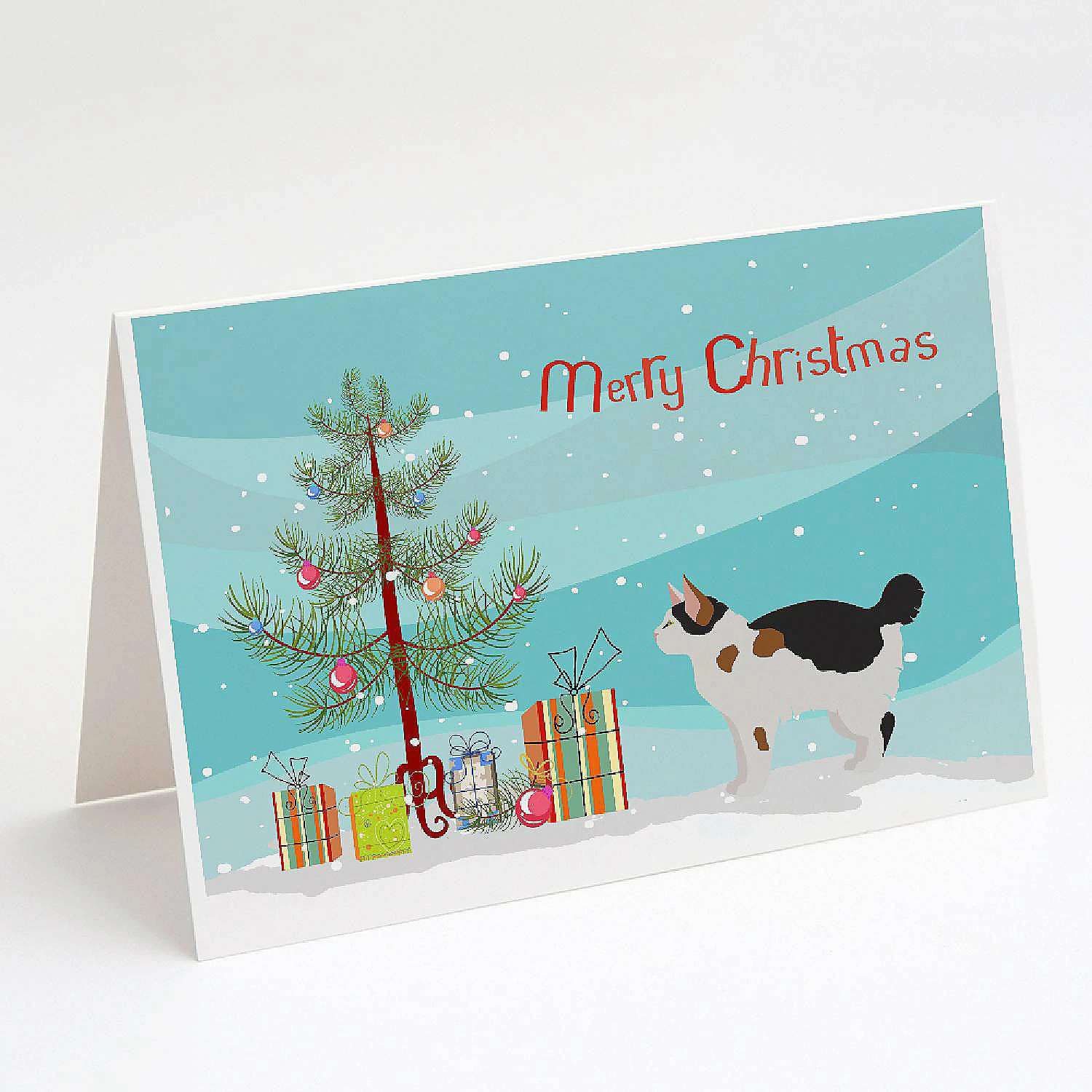 Discount ๐งจ Caroline's Treasures โ Christmas, Manx #3 Cat Merry โ Christmas Greeting Cards and Envelopes Pack of 8, 7 x 5, Cats ๐ฅ