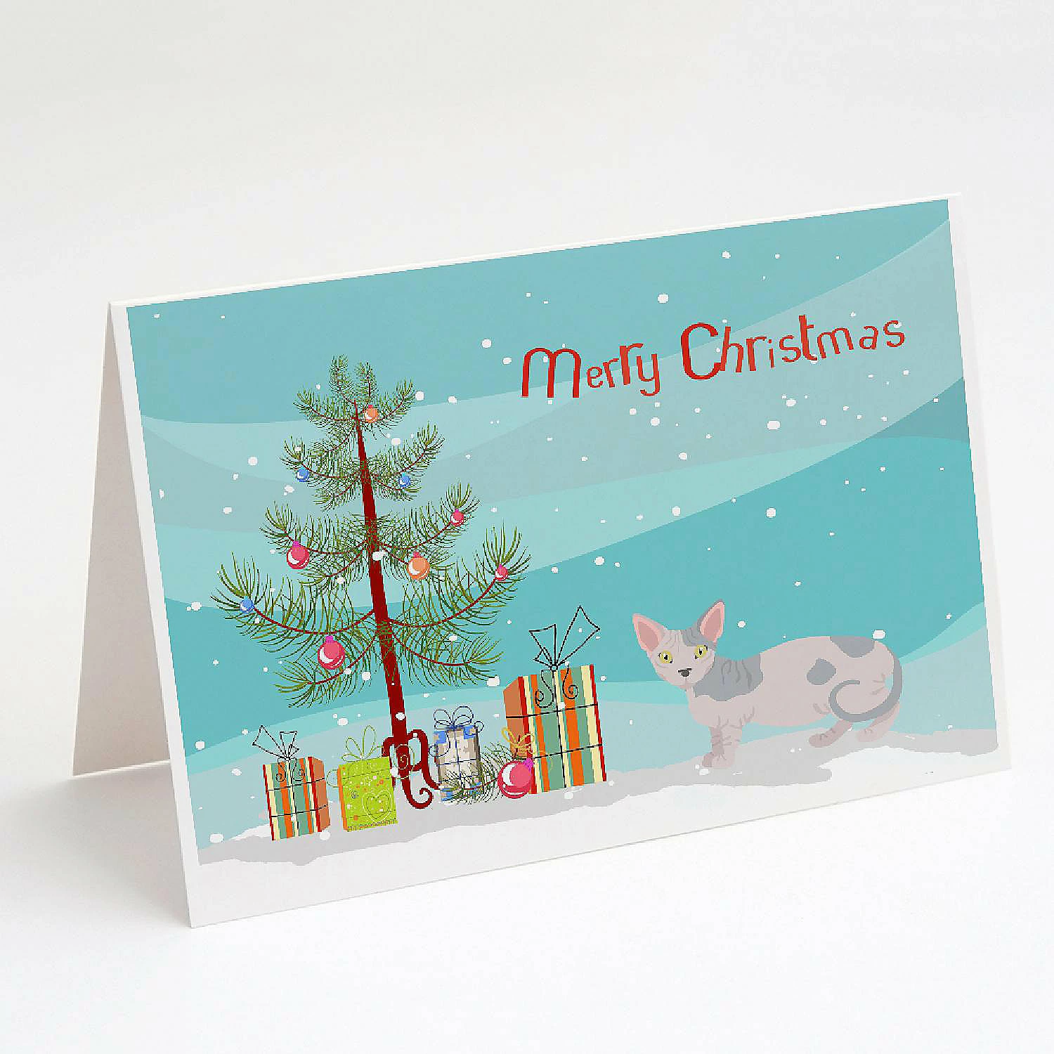 Discount 😉 Caroline's Treasures 🎄 Christmas, Minskin Cat Merry 🎄 Christmas Greeting Cards and Envelopes Pack of 8, 7 x 5, Cats 😀
