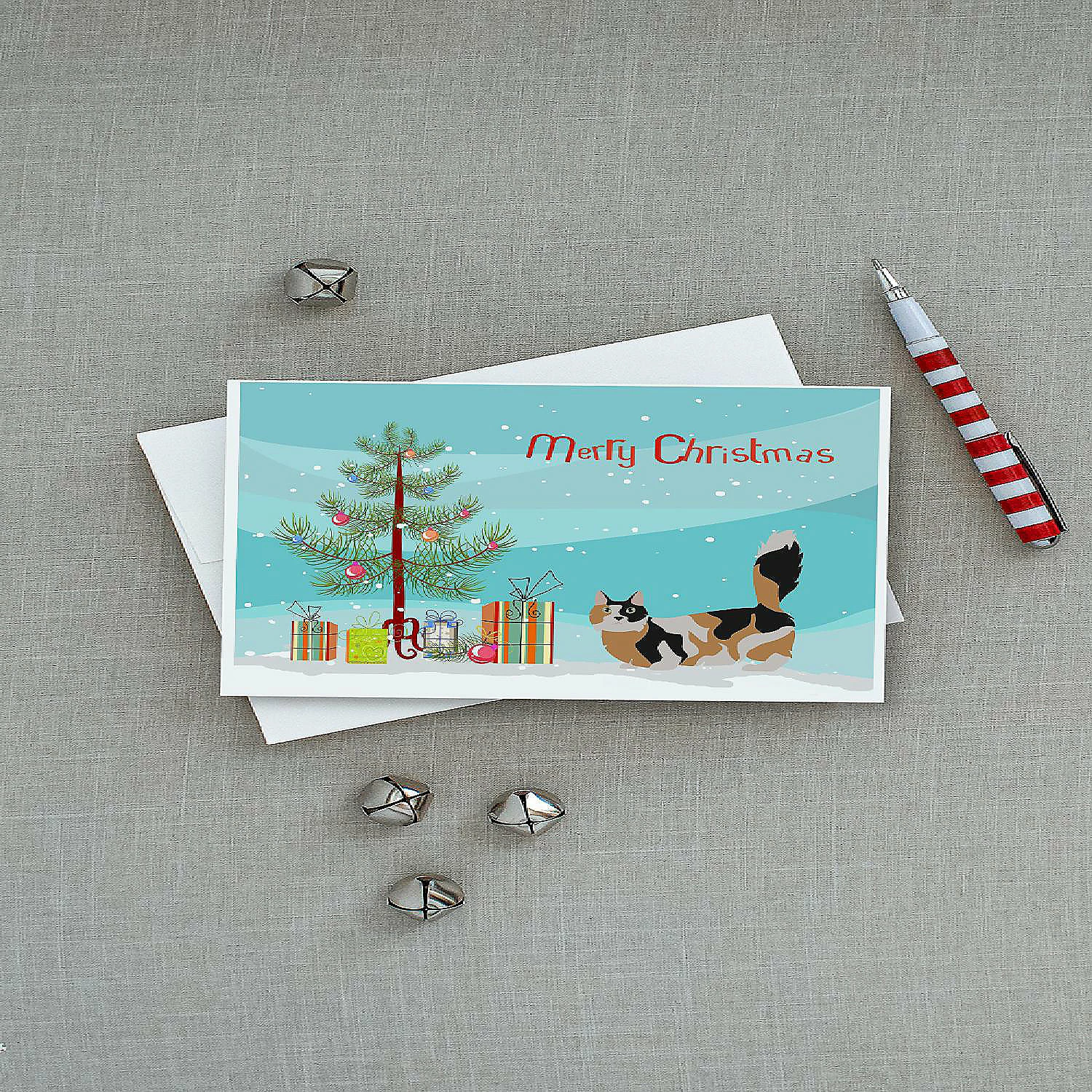 New โ Caroline's Treasures ๐ Christmas, Munchkin #3 Cat Merry ๐ Christmas Greeting Cards and Envelopes Pack of 8, 7 x 5, Cats ๐ - Image 3