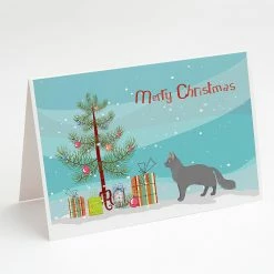 Flash Sale 🤩 Caroline's Treasures 🎅 Christmas, Nebelung #2 Cat Merry 🎅 Christmas Greeting Cards and Envelopes Pack of 8, 7 x 5, Cats 👍