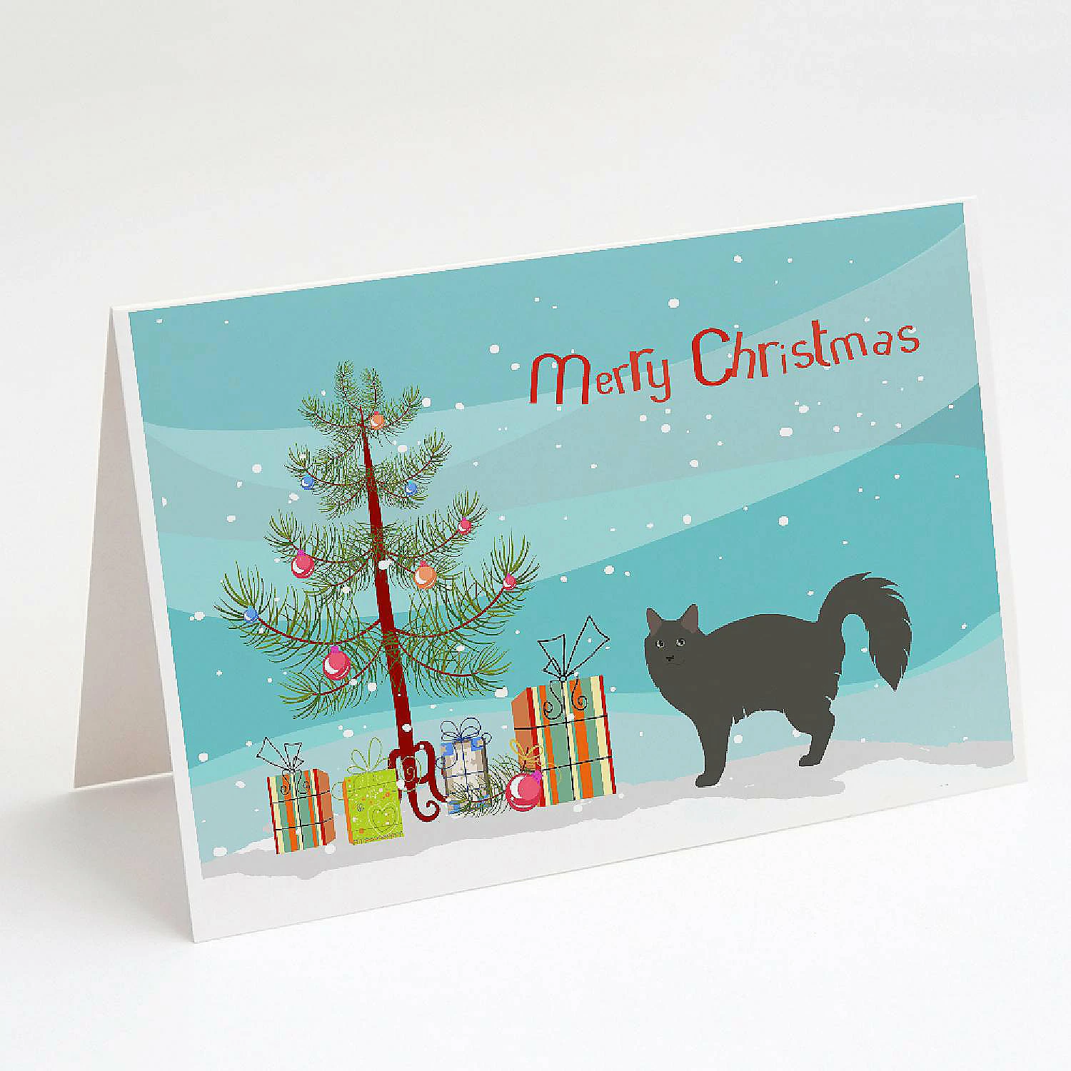 Hot Sale β Caroline's Treasures π Christmas, Nebelung #3 Cat Merry π Christmas Greeting Cards and Envelopes Pack of 8, 7 x 5, Cats π