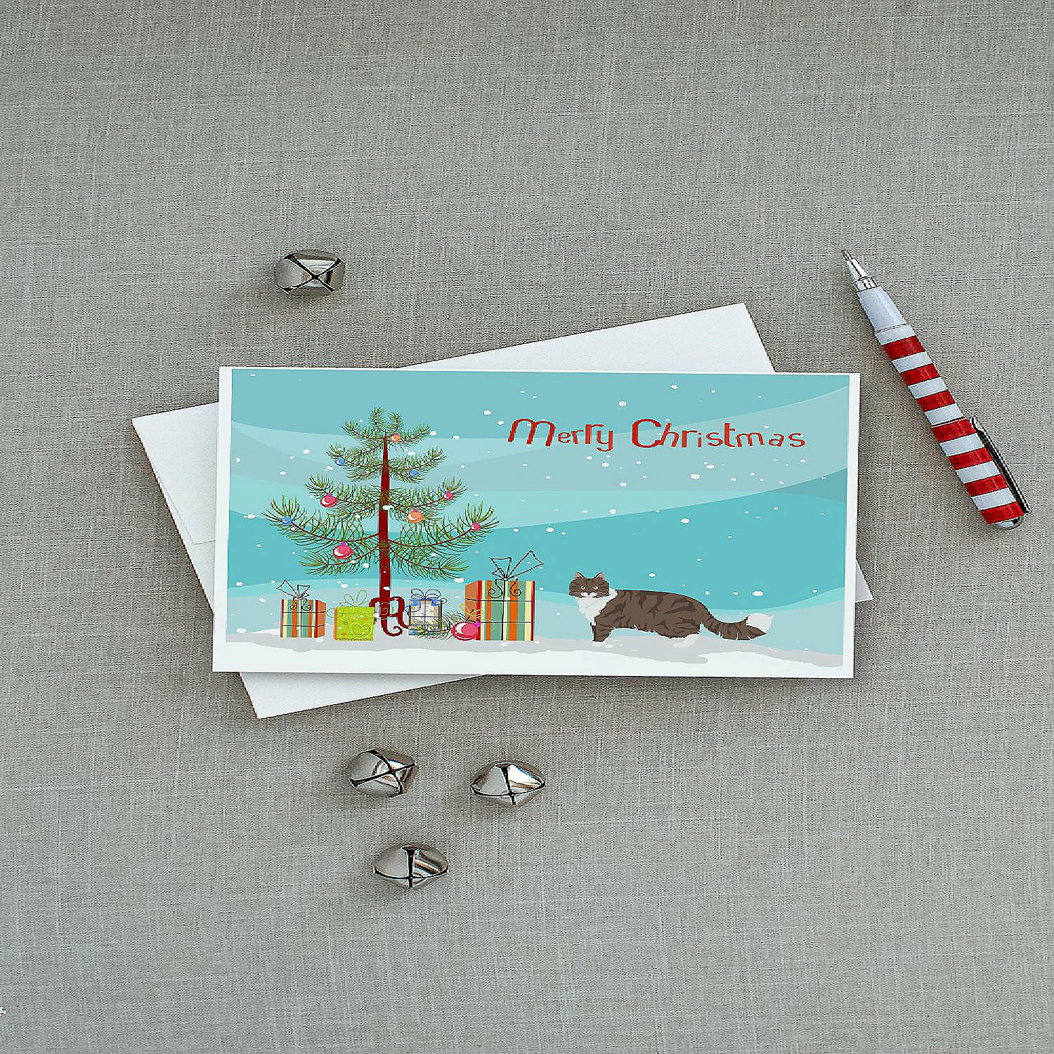 Top 10 โจ Caroline's Treasures ๐ Christmas, Norwegian Forest Cat Merry ๐ Christmas Greeting Cards and Envelopes Pack of 8, 7 x 5, Cats ๐คฉ - Image 3