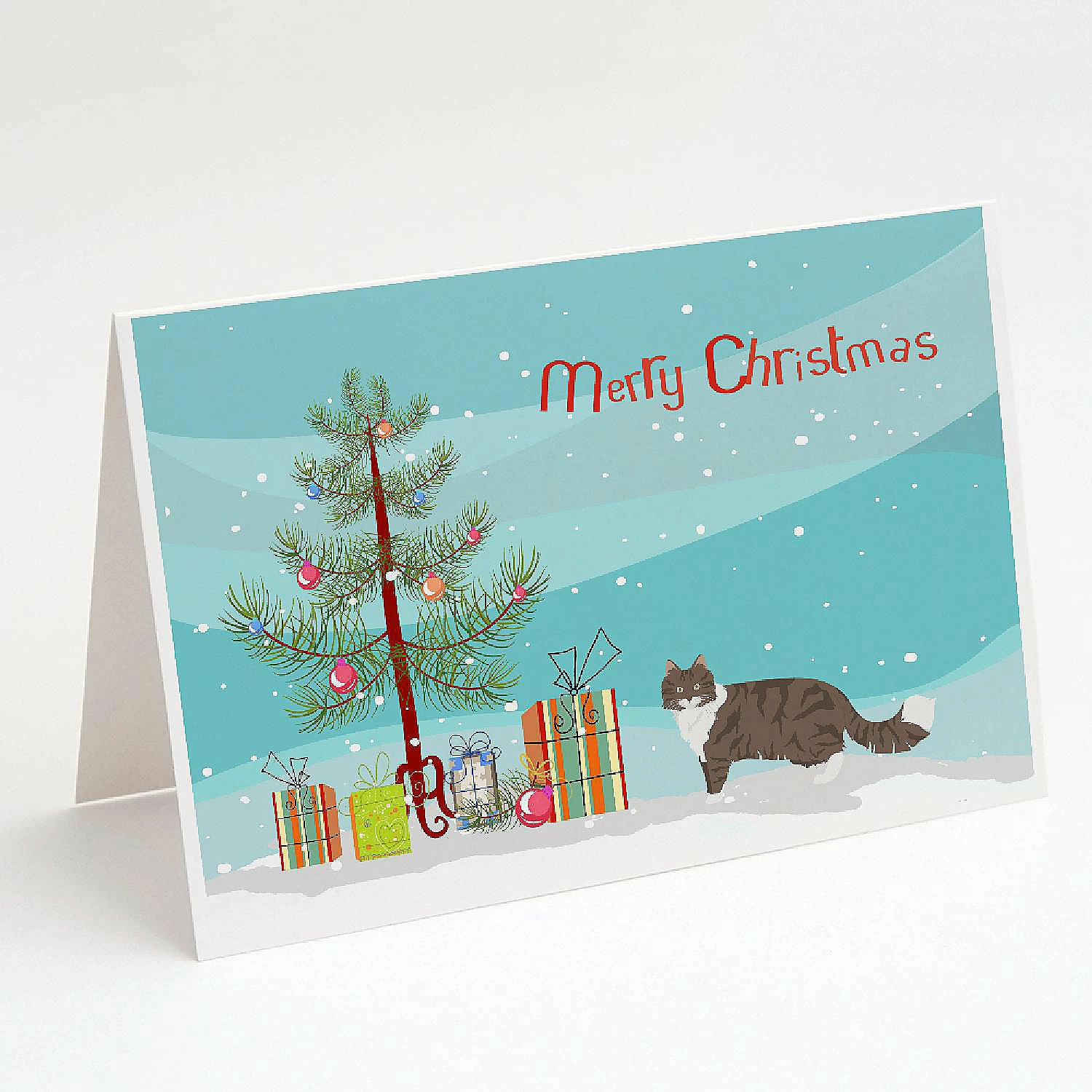 Top 10 โจ Caroline's Treasures ๐ Christmas, Norwegian Forest Cat Merry ๐ Christmas Greeting Cards and Envelopes Pack of 8, 7 x 5, Cats ๐คฉ