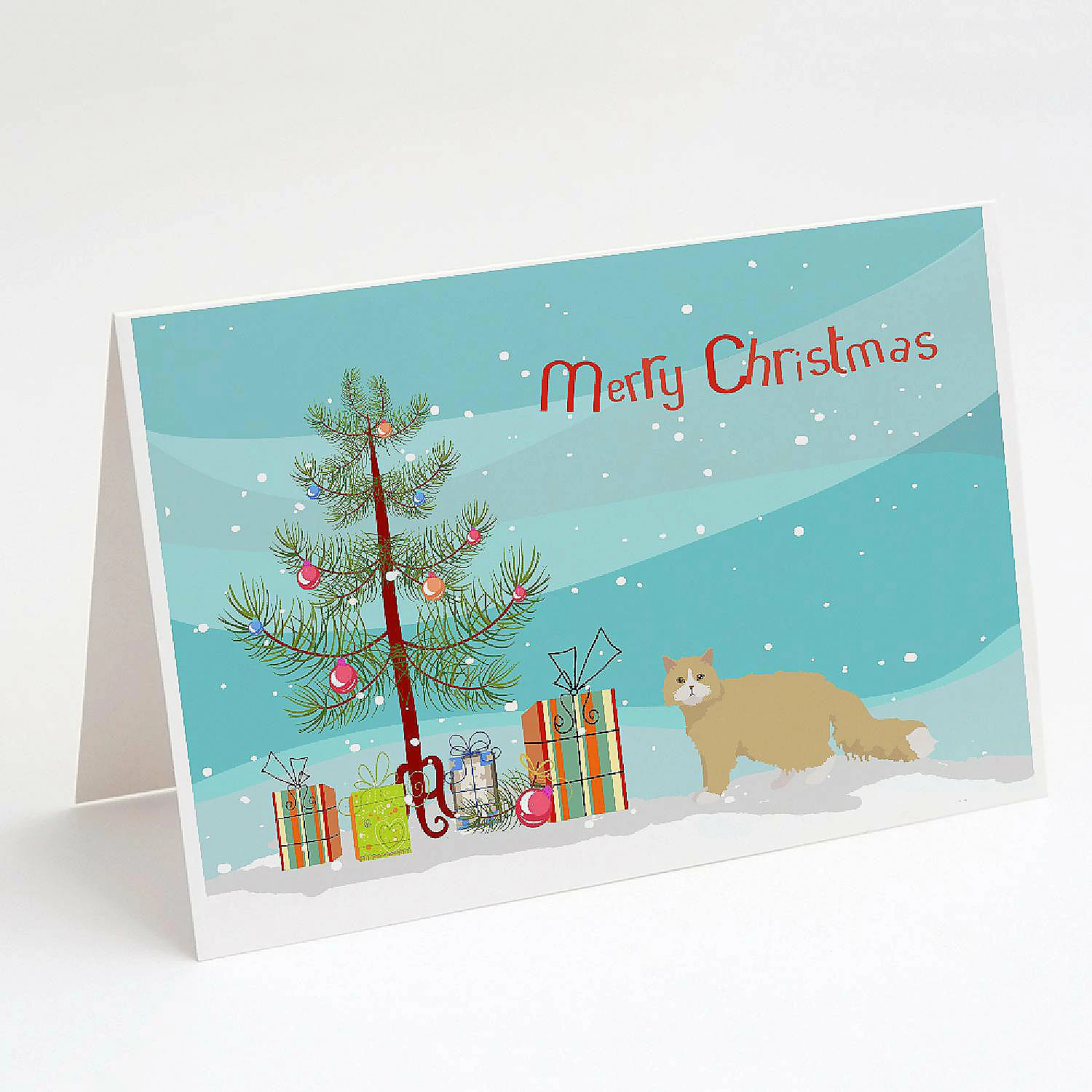 Hot Sale โ๏ธ Caroline's Treasures ๐ Christmas, Oregon Rex Cat Merry ๐ Christmas Greeting Cards and Envelopes Pack of 8, 7 x 5, Cats ๐ฅ