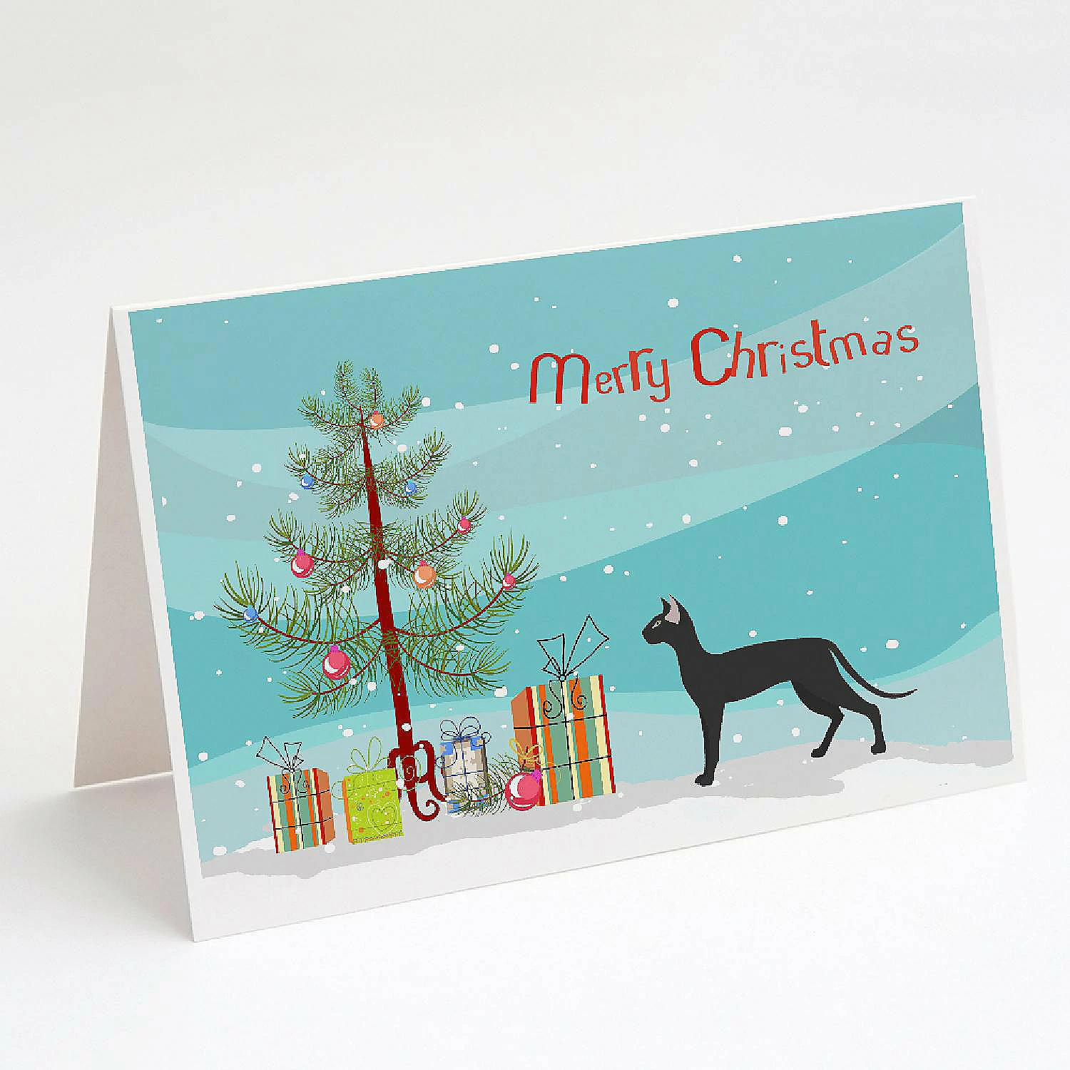 Cheap ๐งจ Caroline's Treasures ๐ Christmas, Oriental Shorthair #1 Cat Merry ๐ Christmas Greeting Cards and Envelopes Pack of 8, 7 x 5, Cats โจ