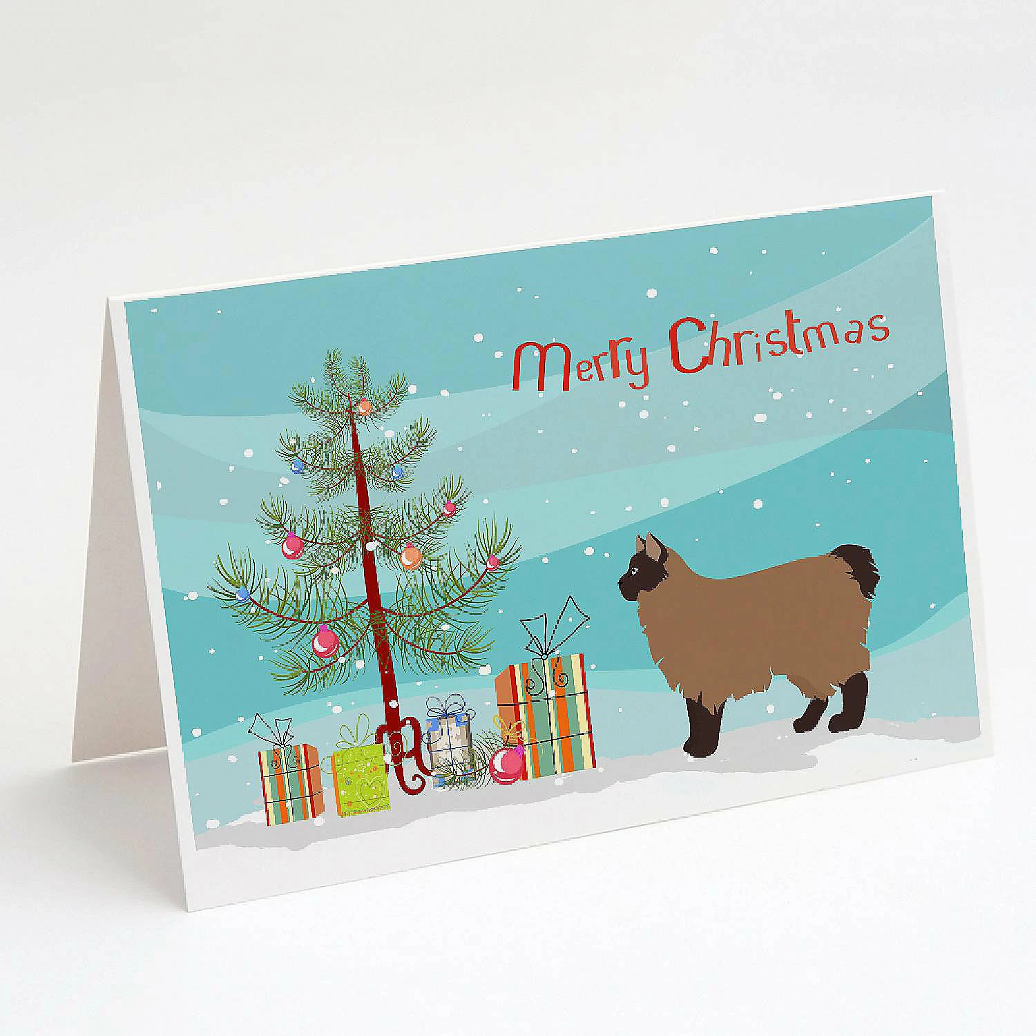 Brand new 💯 Caroline's Treasures 🔔 Christmas, Owyhee Bob #2 Cat Merry 🔔 Christmas Greeting Cards and Envelopes Pack of 8, 7 x 5, Cats 🌟