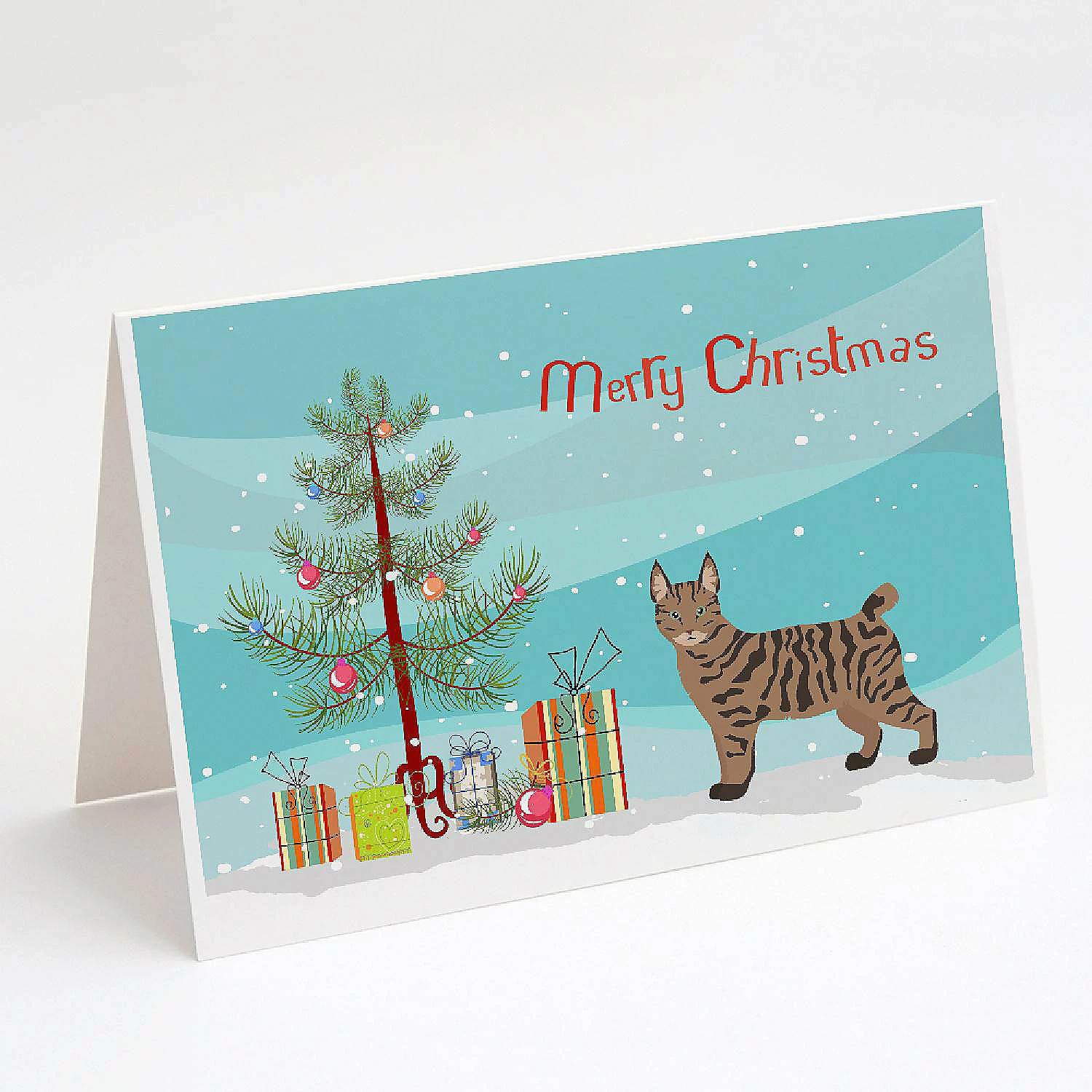 Cheap 💯 Caroline's Treasures 🎄 Christmas, Pixie Bob #1 Cat Merry 🎄 Christmas Greeting Cards and Envelopes Pack of 8, 7 x 5, Cats 🔔