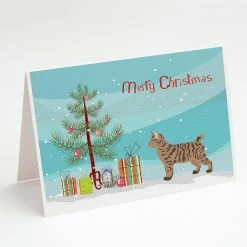 Discount ❤️ Caroline's Treasures ❄ Christmas, Pixie Bob #2 Cat Merry ❄ Christmas Greeting Cards and Envelopes Pack of 8, 7 x 5, Cats 😍