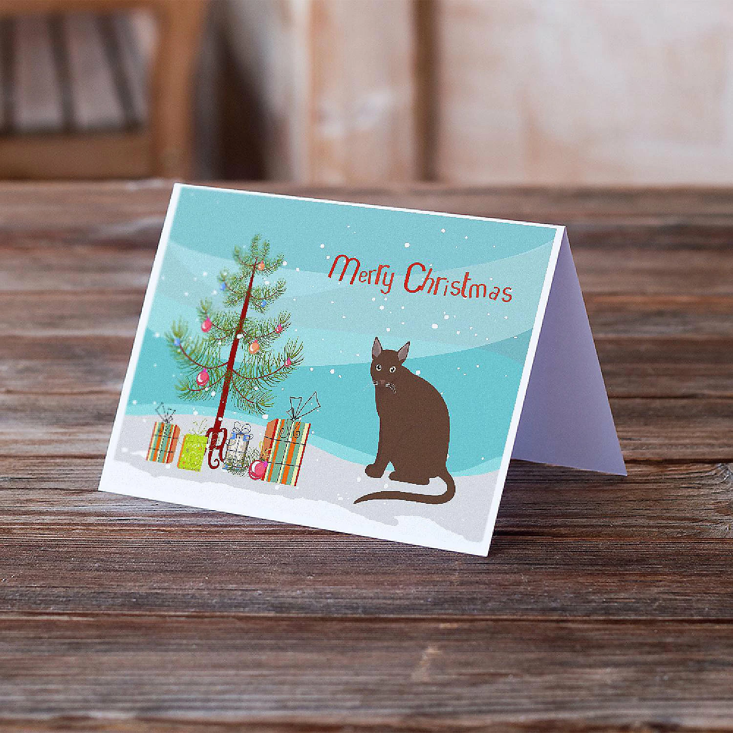 Brand new ⭐ Caroline's Treasures 🎁 Christmas, Raas Cat Merry 🎁 Christmas Greeting Cards and Envelopes Pack of 8, 7 x 5, Cats 🔔 - Image 2