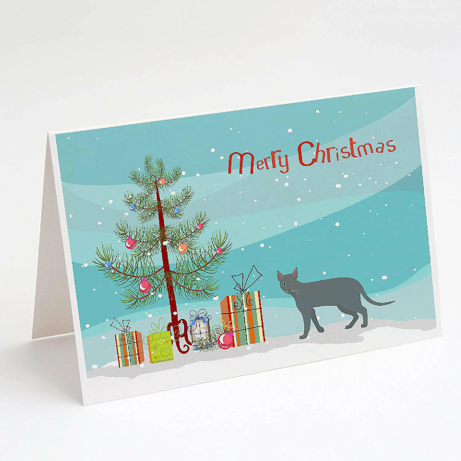 Buy ๐ Caroline's Treasures ๐ Christmas, Raas Cat Merry ๐ Christmas Greeting Cards and Envelopes Pack of 8, 7 x 5, Cats ๐