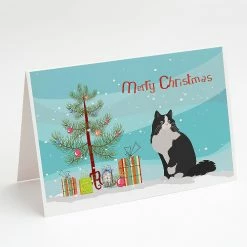 Promo 🌟 Caroline's Treasures ❄ Christmas, Ragamuffin Cat Merry ❄ Christmas Greeting Cards and Envelopes Pack of 8, 7 x 5, Cats ✔️