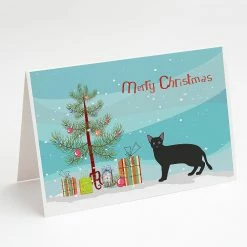Cheapest 💯 Caroline's Treasures 🎄 Christmas, Russian White Black #1 Cat Merry 🎄 Christmas Greeting Cards and Envelopes Pack of 8, 7 x 5, Cats 🎁