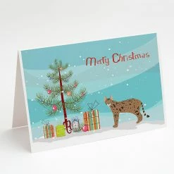 Outlet 👏 Caroline's Treasures ❄ Christmas, Savannah #1 Cat Merry ❄ Christmas Greeting Cards and Envelopes Pack of 8, 7 x 5, Cats ✔️