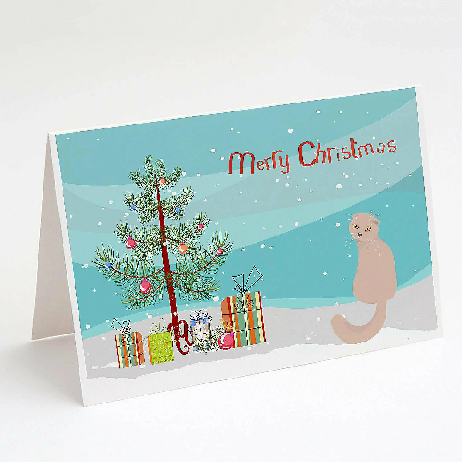 Brand new ๐ Caroline's Treasures โ Christmas, Scottish Fold Cat Merry โ Christmas Greeting Cards and Envelopes Pack of 8, 7 x 5, Cats ๐ฅฐ
