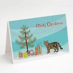 Discount ⌛ Caroline's Treasures 🎁 Christmas, Scottish Straight #2 Cat Merry 🎁 Christmas Greeting Cards and Envelopes Pack of 8, 7 x 5, Cats ✨