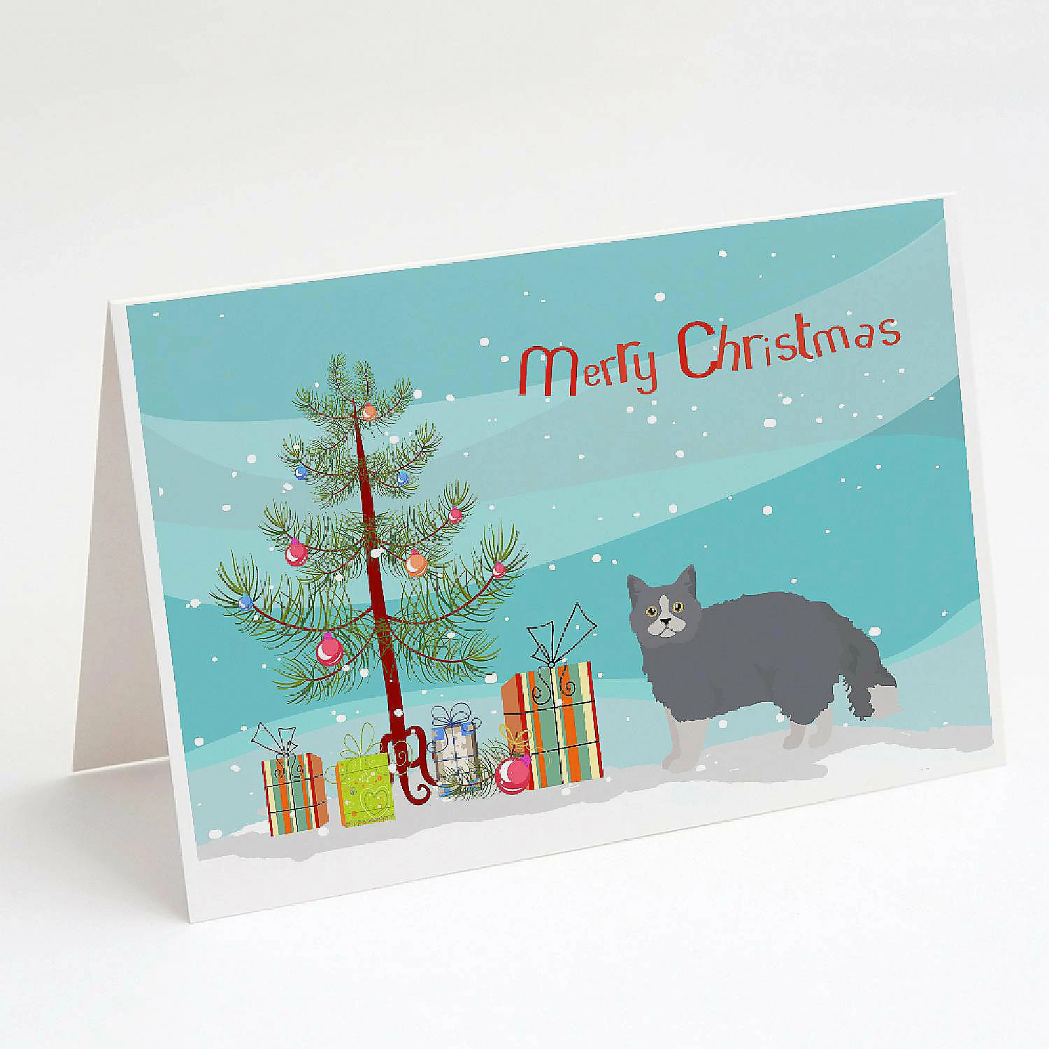 New ๐ Caroline's Treasures ๐ Christmas, Selkirk Rex #1 Cat Merry ๐ Christmas Greeting Cards and Envelopes Pack of 8, 7 x 5, Cats ๐ฅ