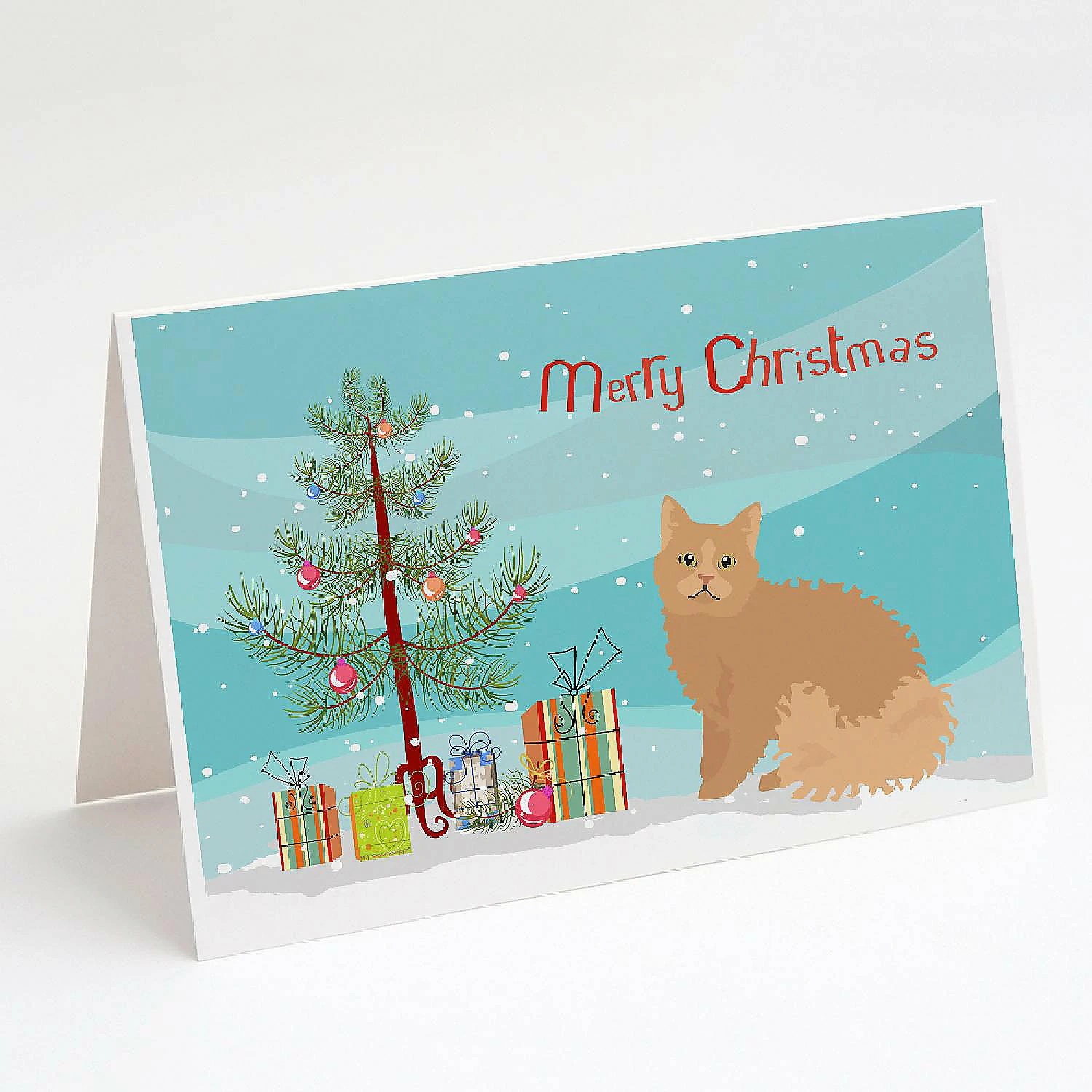 Cheapest 👍 Caroline's Treasures ❄ Christmas, Selkirk Rex Cat Merry ❄ Christmas Greeting Cards and Envelopes Pack of 8, 7 x 5, Cats 🎉