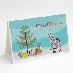Discount 🎁 Caroline's Treasures 🎄 Christmas, Serengeti Cat Merry 🎄 Christmas Greeting Cards and Envelopes Pack of 8, 7 x 5, Cats 🔥