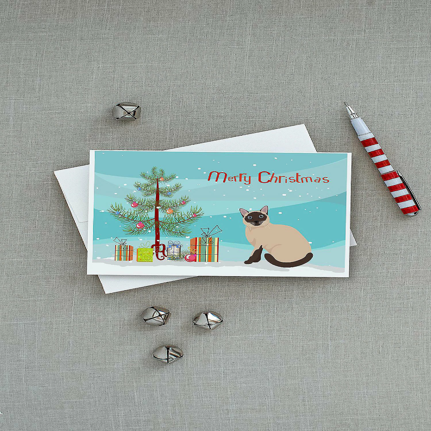 Buy ๐ Caroline's Treasures ๐ Christmas, Siamese Traditional Cat Merry ๐ Christmas Greeting Cards and Envelopes Pack of 8, 7 x 5, Cats ๐ - Image 3
