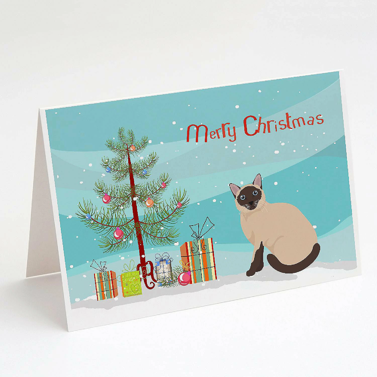 Buy ๐ Caroline's Treasures ๐ Christmas, Siamese Traditional Cat Merry ๐ Christmas Greeting Cards and Envelopes Pack of 8, 7 x 5, Cats ๐