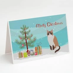 Wholesale 🥰 Caroline's Treasures 🎁 Christmas, Snowshoe #1 Cat Merry 🎁 Christmas Greeting Cards and Envelopes Pack of 8, 7 x 5, Cats ❤️