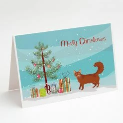 Best deal ❤️ Caroline's Treasures ❄ Christmas, Somali Cat Merry ❄ Christmas Greeting Cards and Envelopes Pack of 8, 7 x 5, Cats 👍