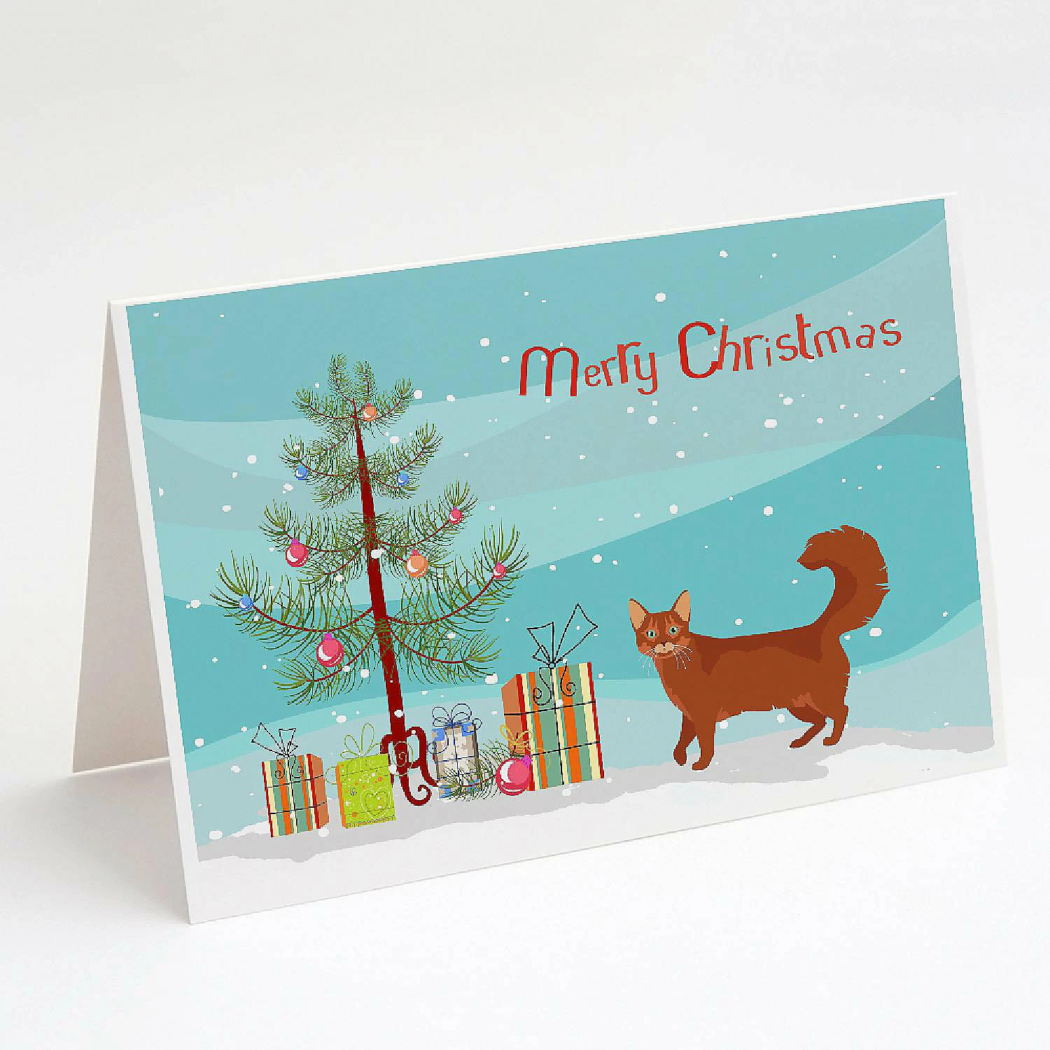 Best deal ❤️ Caroline's Treasures ❄ Christmas, Somali Cat Merry ❄ Christmas Greeting Cards and Envelopes Pack of 8, 7 x 5, Cats 👍