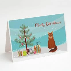 Budget 🥰 Caroline's Treasures ❄ Christmas, Somali Cat Merry ❄ Christmas Greeting Cards and Envelopes Pack of 8, 7 x 5, Cats 😍