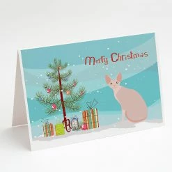 Brand new ❤️ Caroline's Treasures 🎁 Christmas, Sphynx #2 Cat Merry 🎁 Christmas Greeting Cards and Envelopes Pack of 8, 7 x 5, Cats 🔥