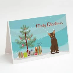 Deals ⌛ Caroline's Treasures 🔔 Christmas, Suphalak Cat Merry 🔔 Christmas Greeting Cards and Envelopes Pack of 8, 7 x 5, Cats ⭐
