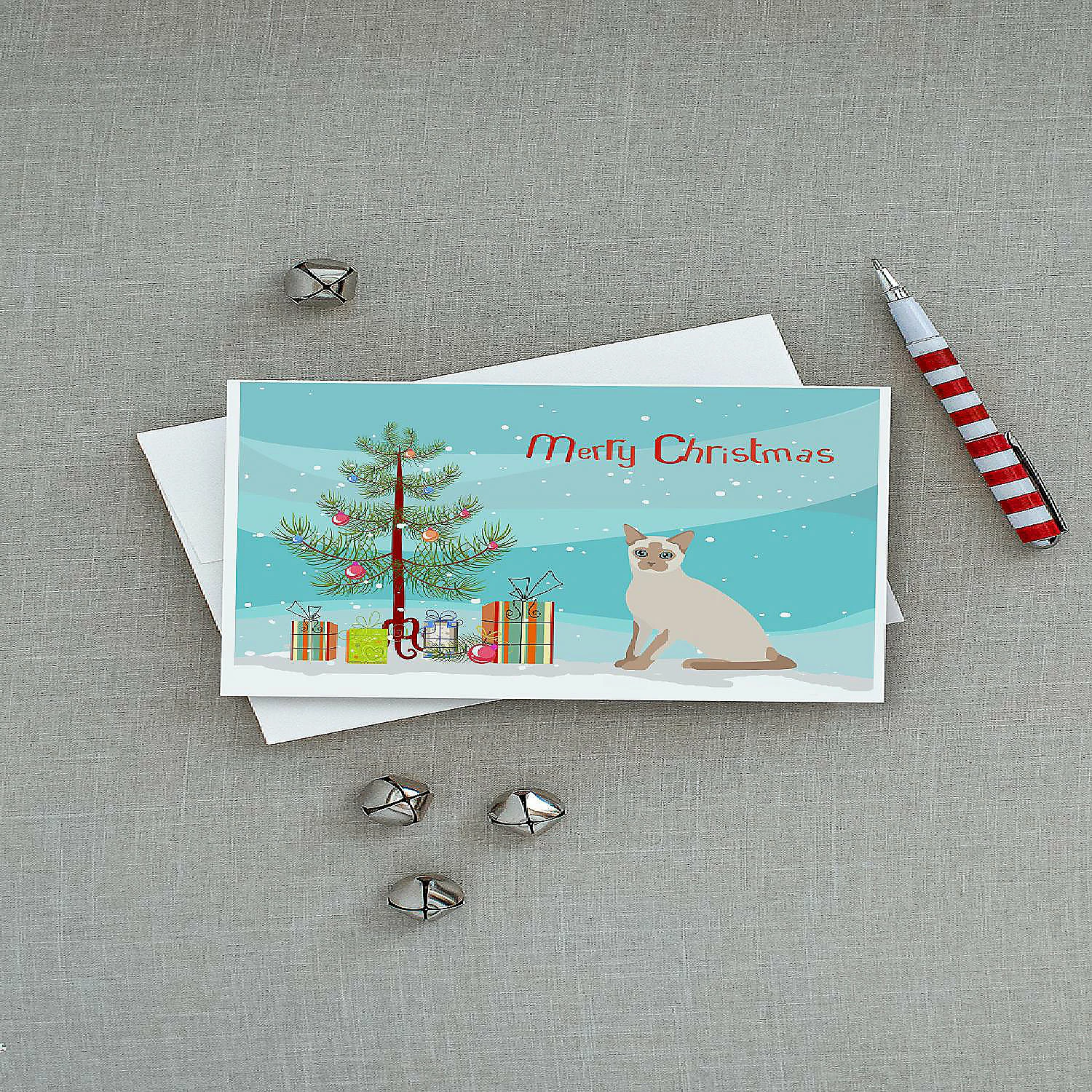 Brand new 👏 Caroline's Treasures ❄ Christmas, Tonkinese Cat Merry ❄ Christmas Greeting Cards and Envelopes Pack of 8, 7 x 5, Cats ✨ - Image 3