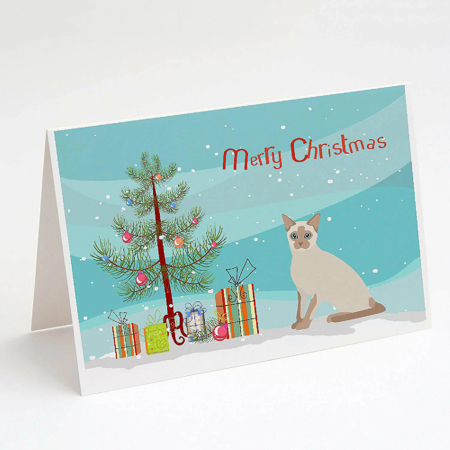 Brand new 👏 Caroline's Treasures ❄ Christmas, Tonkinese Cat Merry ❄ Christmas Greeting Cards and Envelopes Pack of 8, 7 x 5, Cats ✨