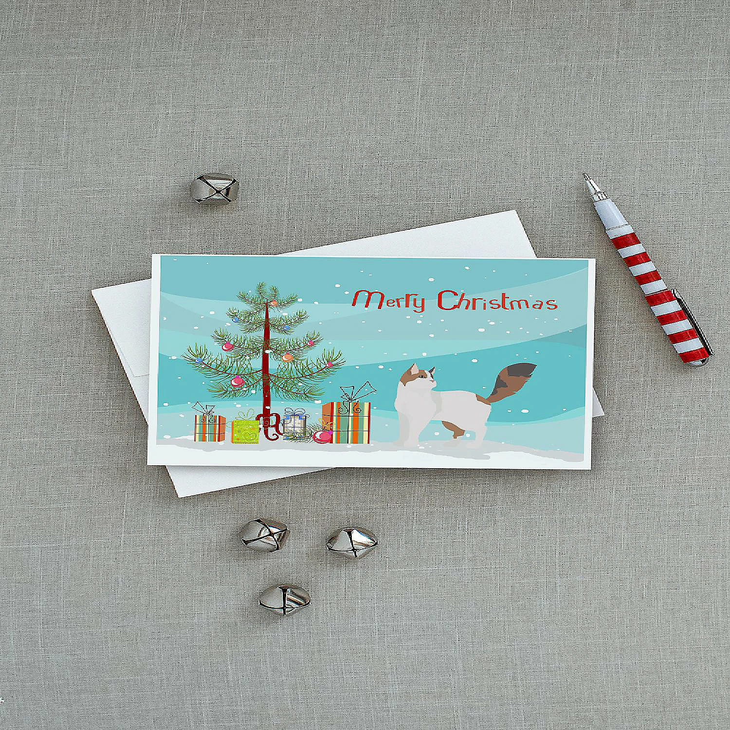 Hot Sale 🥰 Caroline's Treasures 🎄 Christmas, Turkish Van Cat Merry 🎄 Christmas Greeting Cards and Envelopes Pack of 8, 7 x 5, Cats 🎉 - Image 2