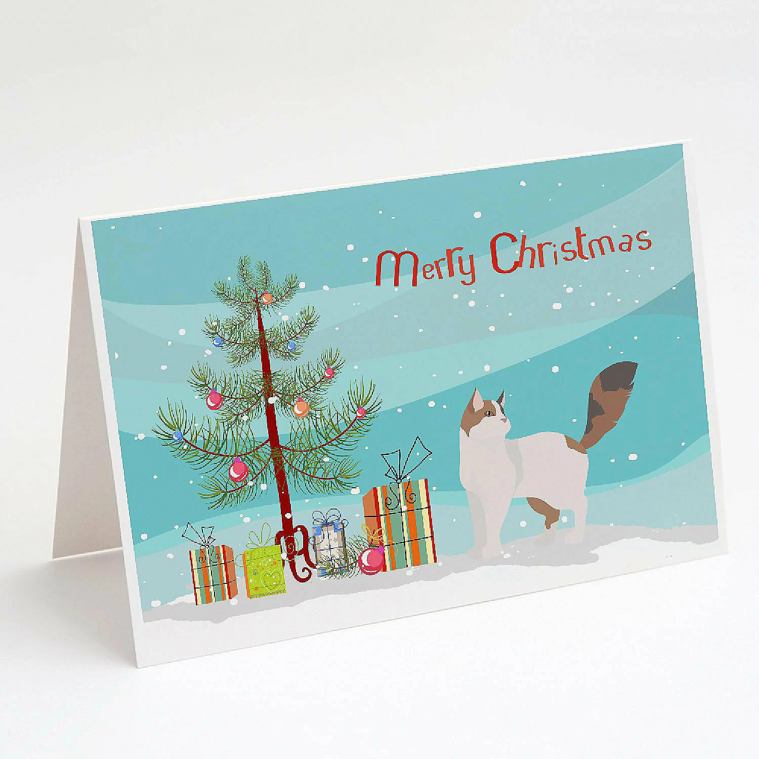 Hot Sale 🥰 Caroline's Treasures 🎄 Christmas, Turkish Van Cat Merry 🎄 Christmas Greeting Cards and Envelopes Pack of 8, 7 x 5, Cats 🎉