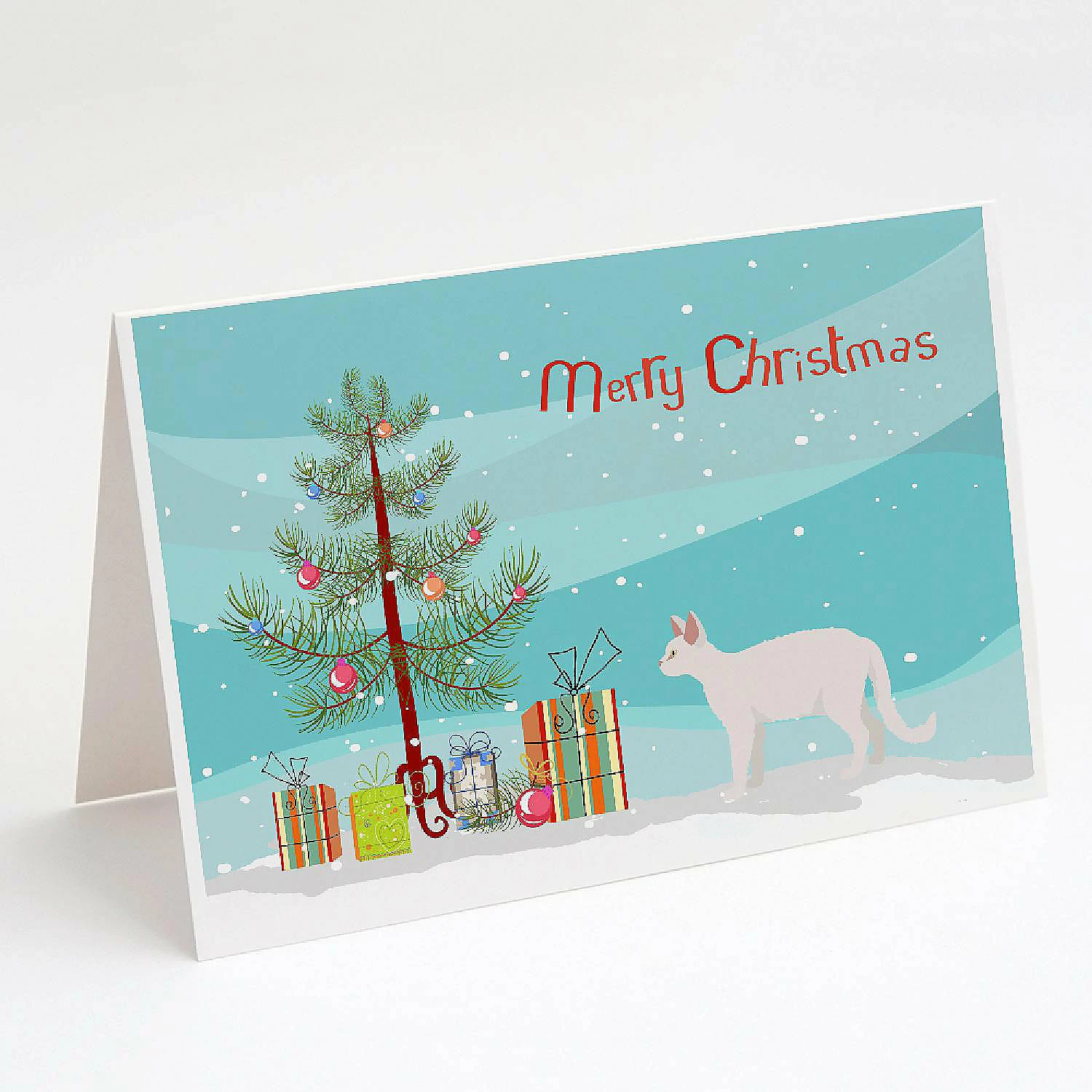 Best reviews of 🔥 Caroline's Treasures 🎄 Christmas, White Devon Rex Cat Merry 🎄 Christmas Greeting Cards and Envelopes Pack of 8, 7 x 5, Cats 🥰