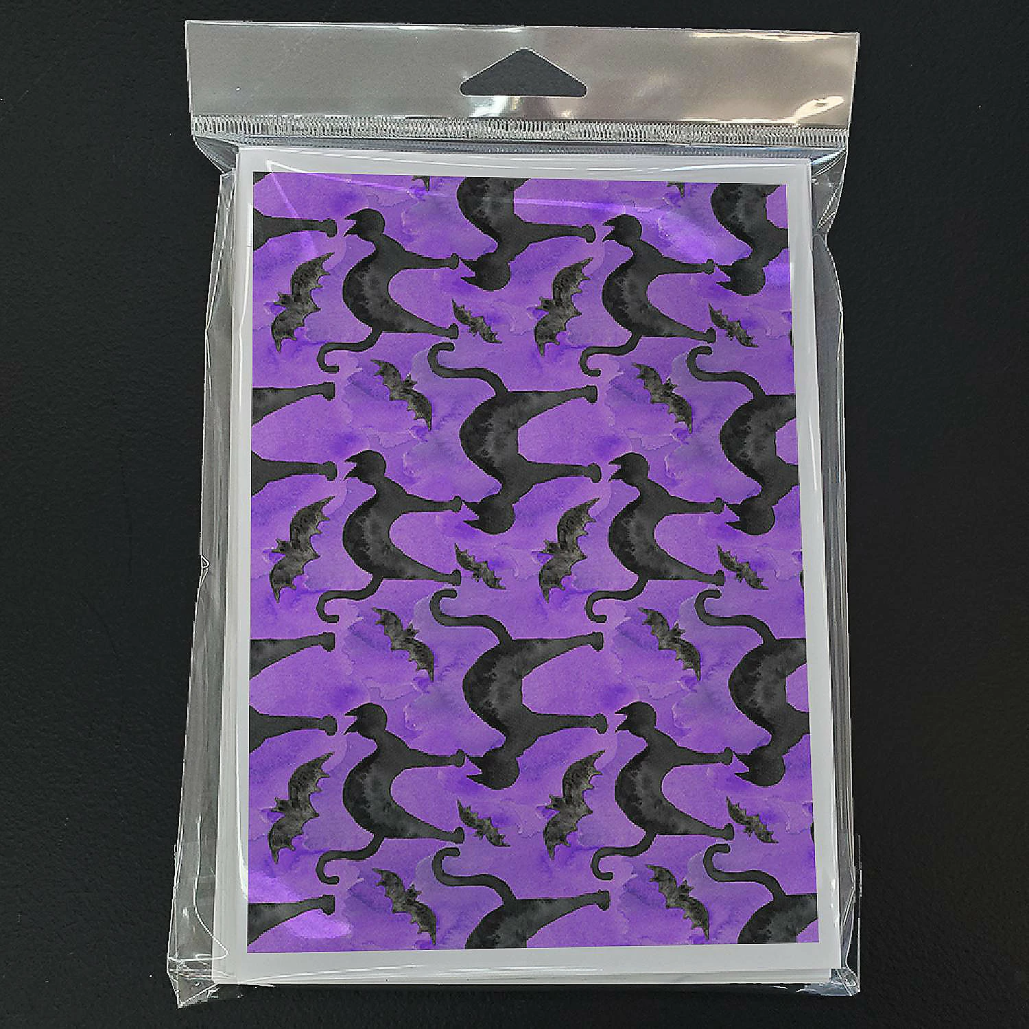 Deals 😍 Caroline's Treasures 🦇 Halloween, Watecolor 🦇 Halloween Black Cats on Purple Greeting Cards and Envelopes Pack of 8, 7 x 5, Cats 😀 - Image 3