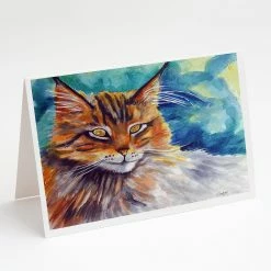 Cheap 🔥 Caroline's Treasures Maine Coon Cat ⌚ Watching you Greeting Cards and Envelopes Pack of 8, 7 x 5, Cats 🧨