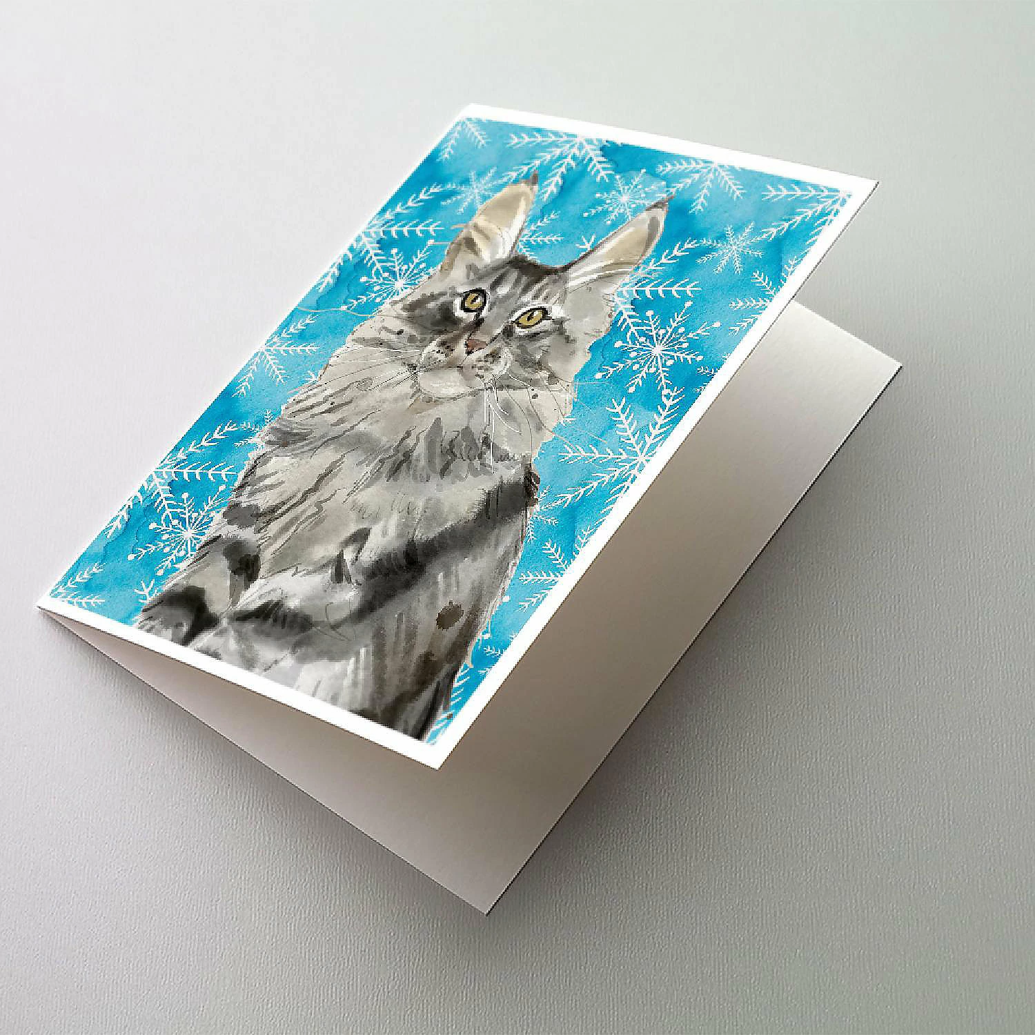 Buy ๐ Caroline's Treasures Maine Coon Winter Snowflakes Greeting Cards and Envelopes Pack of 8, 7 x 5, Cats ๐