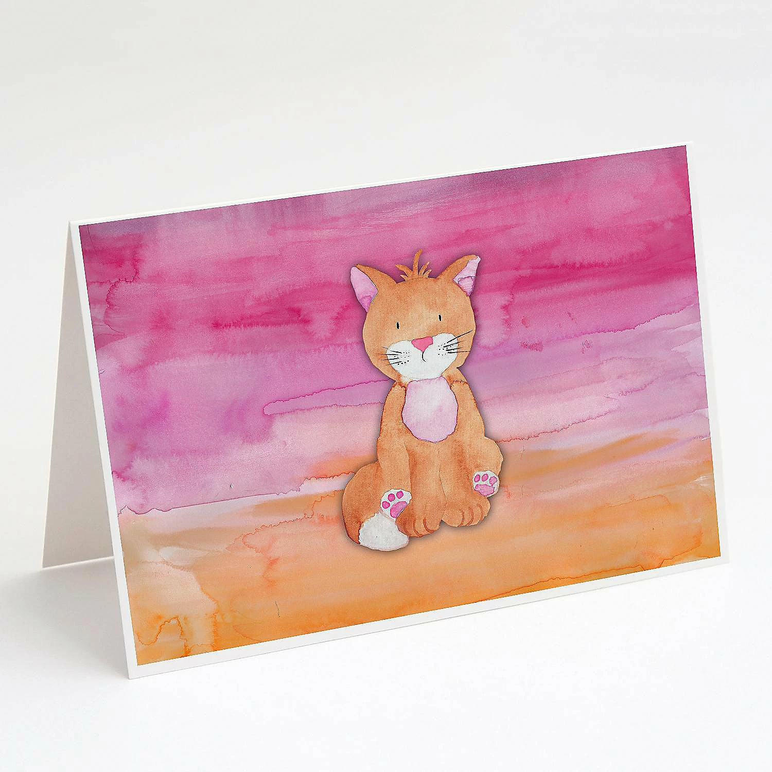 Buy ๐งจ Caroline's Treasures Orange Cat Watercolor Greeting Cards and Envelopes Pack of 8, 7 x 5, Cats ๐